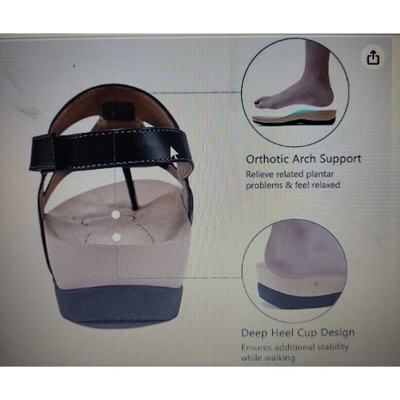 Orthotic Flip Flops for Women, Flat Feet with Arch support Casual Sandals 5.5 - Picture 3 of 11